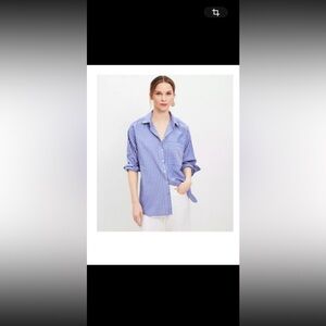 LOFT Striped Button-Down Shirt - Cobalt Current Blue